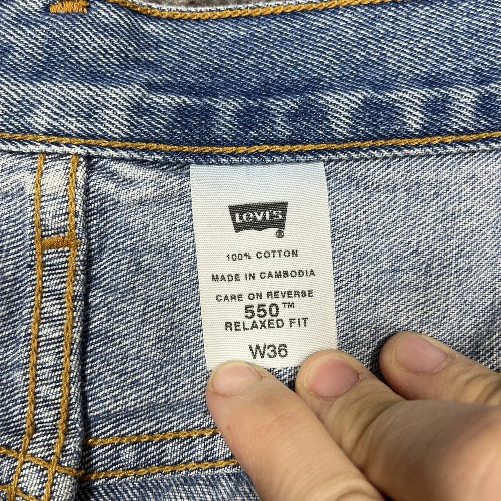 Vtg Levis 550 Denim Shorts Mens 36 (Fits 35)‎ Faded Denim Relaxed Jorts Y2K 9